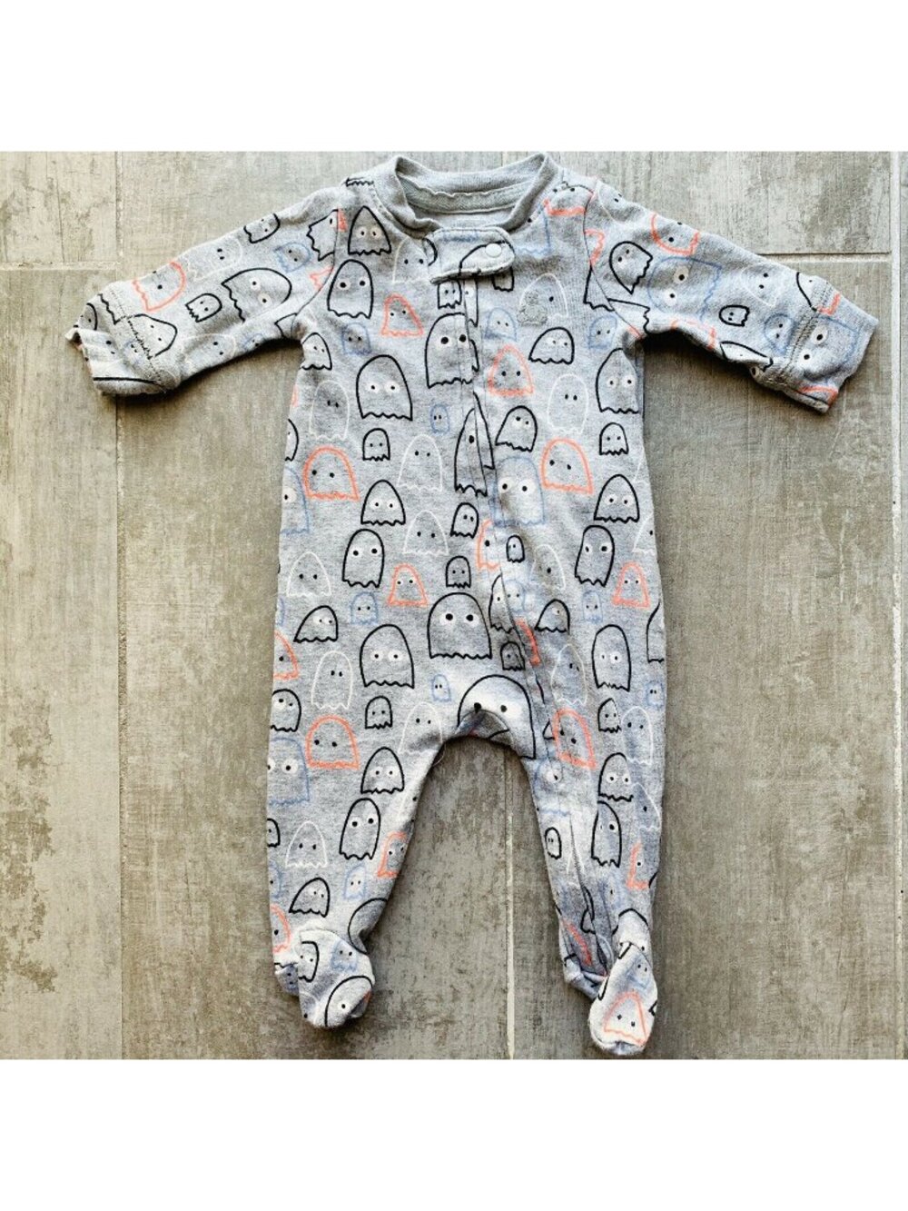 Baby Gap Newborn Girl Boy Gray Pac Man Ghost Sleeper One-Piece Play Outfit